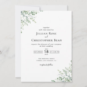 faire-part de mariage de verdure moderne eucalyptu