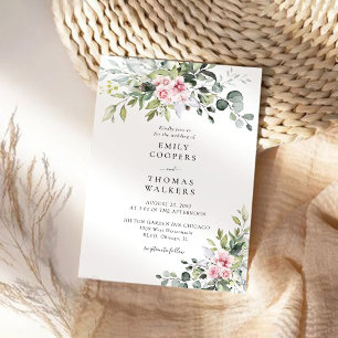 Faire-part de mariage de verdure rose pâle