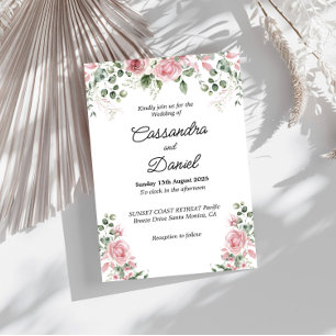 Faire-part de mariage de verdure rose pâle