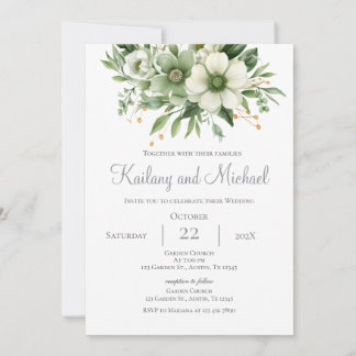 Faire-part de mariage de verdure sauge