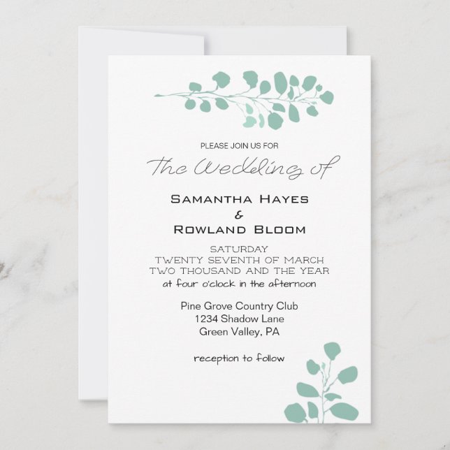 Faire-part de mariage de verdure simple (Devant)