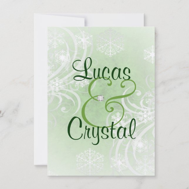 Faire-part de mariage de vert de Flourish d'hiver (Devant)