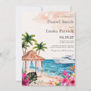 Faire-part de mariage de voyage tropical sur un pa