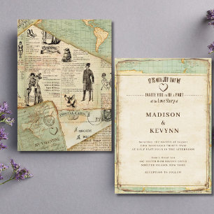 Faire-part de mariage de voyage vintage