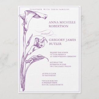 Faire-part de mariage de zantedeschia