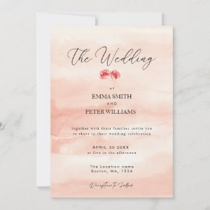 Faire-part de mariage d'eau rose simple