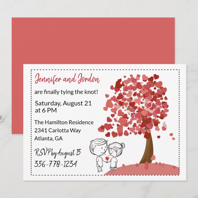 Faire-part de mariage Décontracté Heart Tree (Devant / Derrière)