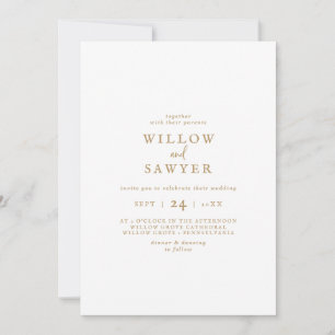 Faire-part de mariage Décontracté Rustic Gold Scri
