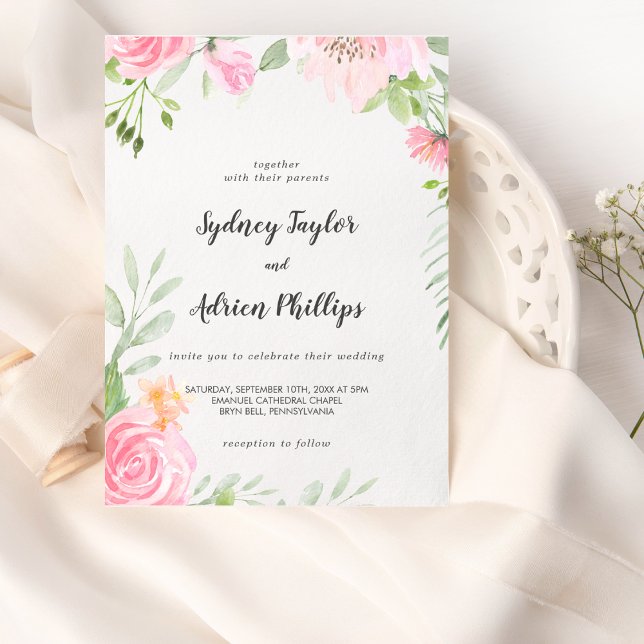 Faire-part de mariage Décontracté Spring Peony (Créateur téléchargé)