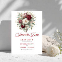 Faire-part de mariage délicat rose burgundy