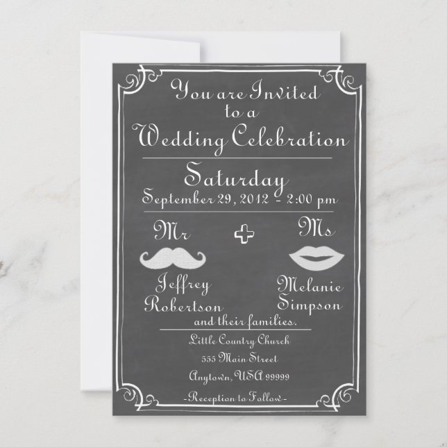 Faire-part de mariage démodé de tableau (Devant)
