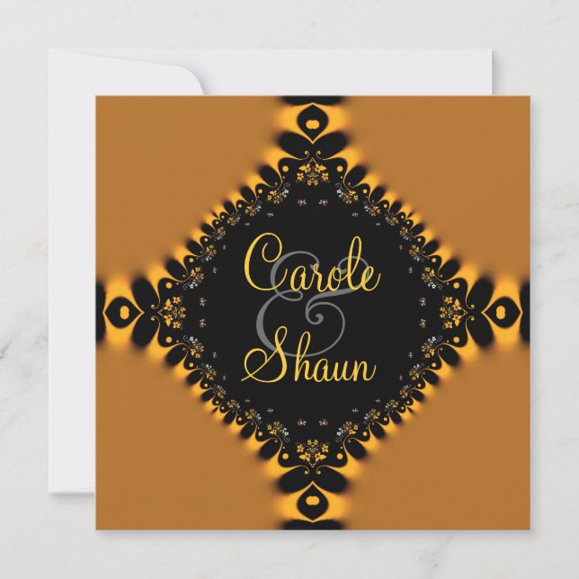 Faire-part de mariage dentelle Delicate Or (Devant)