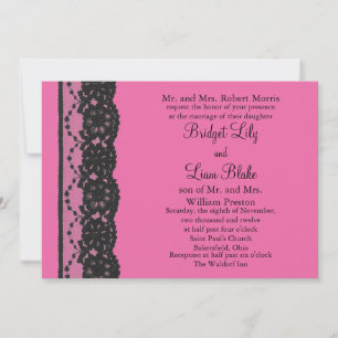 Faire-part de mariage dentelle (fuchsia)