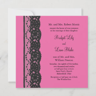 Faire-part de mariage dentelle (fuchsia)