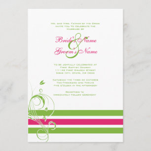 Faire-part de mariage des bars floraux roses et ve