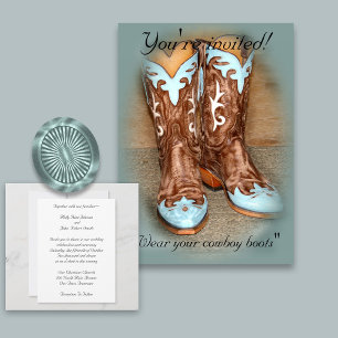 Faire-part de mariage des bottes occidentales turq