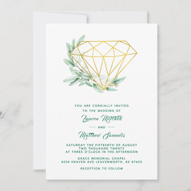Faire-part de mariage des Eucalyptus du diamant (Devant)