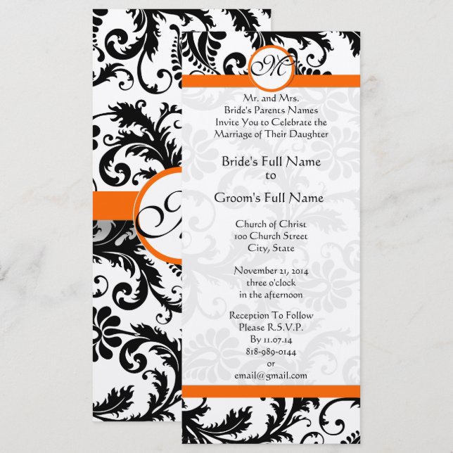 Faire-part de mariage des fils Damas de nouvelles  (Devant / Derrière)