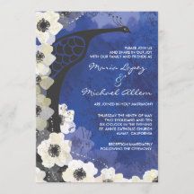 Faire-part de mariage des fleurs de paon et d'aném