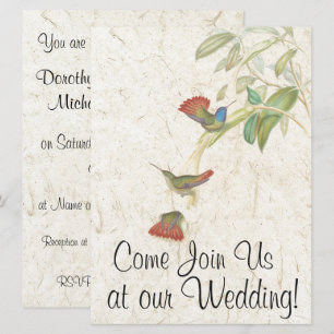 Faire-part de mariage des fleurs d'oiseaux de coli