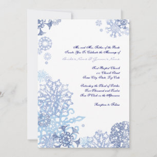 Faire-part de mariage des flocons bleus et blancs