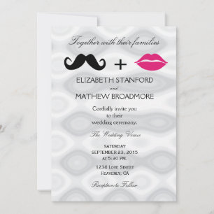 Faire-part de mariage des lèvres et de la moustach