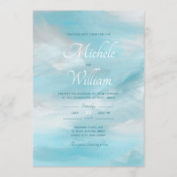 Faire-part de mariage des nuages d'été bleu ciel