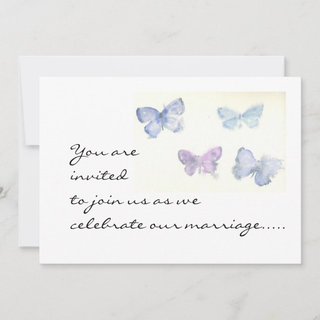 Faire-part de mariage des papillons bleus (Devant)