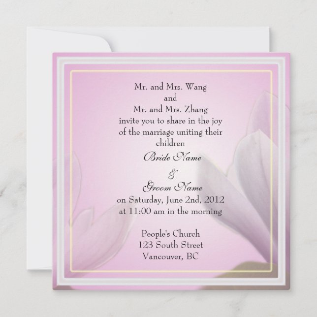 Faire-part de mariage des parents de la mariée et  (Devant)