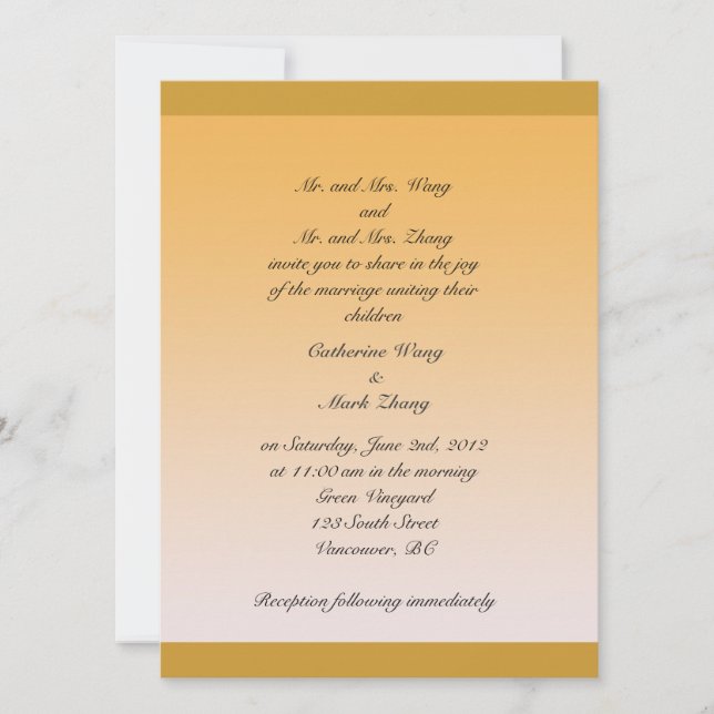 Faire-part de mariage des parents de mariée et de  (Devant)