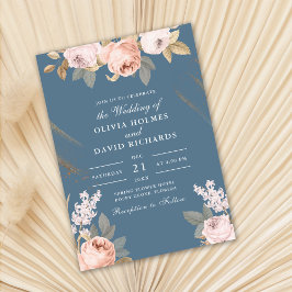 Faire-part de mariage des pivoines bleues élémenta