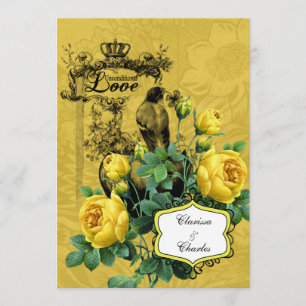 Faire-part de mariage des roses jaunes 5x7