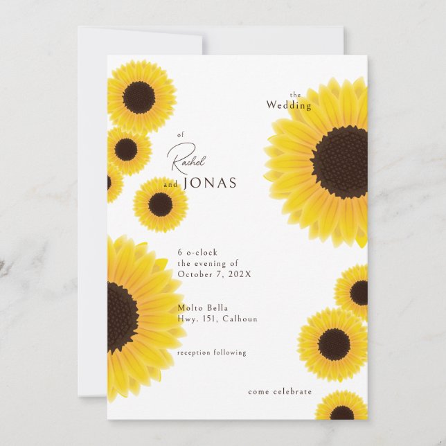 Faire-part de mariage des tournesols élégants (Devant)