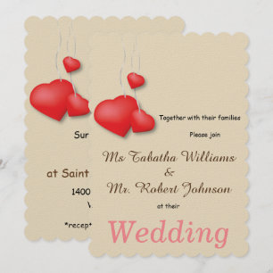 Faire-part de mariage Design Coeur Rouge mignon