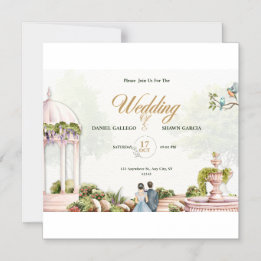 Faire-part de mariage – Dessin à l'aquarelle d'un