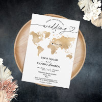 Faire-part de mariage Destination Or Carte du mond