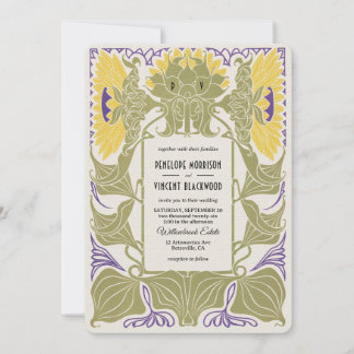 Faire-part de mariage d'été de Sunflower Art Nouve