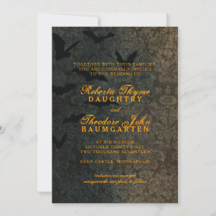 Faire-part de mariage d'Halloween Damas foncé