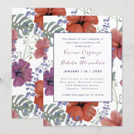 faire-part de mariage d'hibiscus tropical d'été