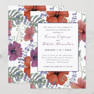 faire-part de mariage d'hibiscus tropical d'été