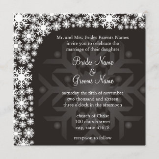 Faire-part de mariage d'hiver de flocon de neige