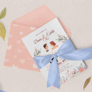 Faire-part de mariage d'illustration florale créat