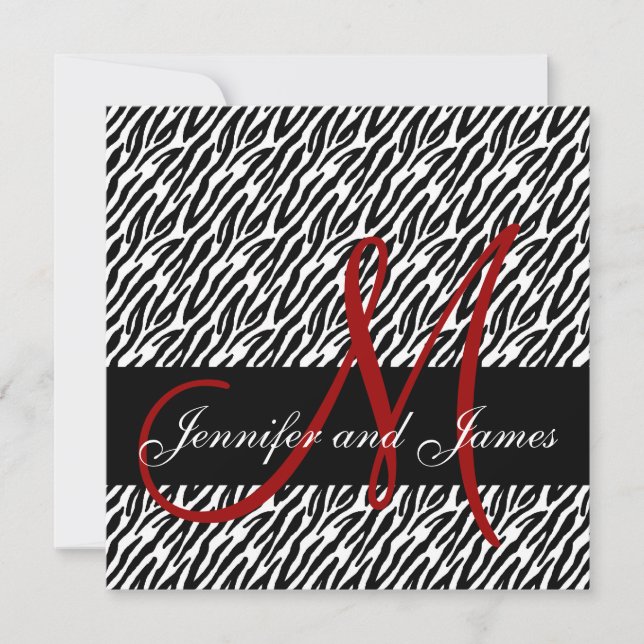 Faire-part de mariage d'impression Red Monogramme  (Devant)