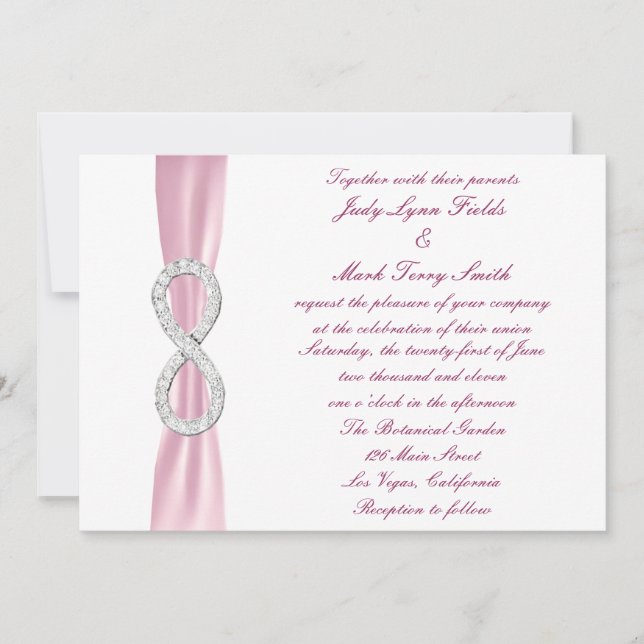 Faire-part de mariage d'infini diamant rose (Devant)
