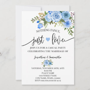 Faire-part de mariage discret Bleu Juste de l'amou