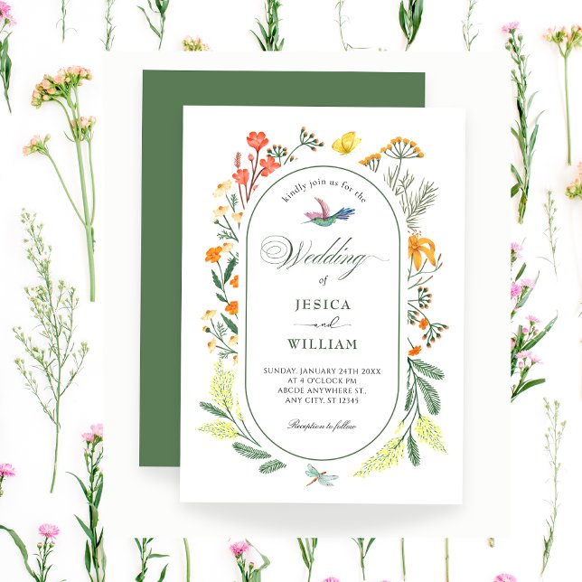 Faire-part de mariage d'oiseau floral esthétique (Créateur téléchargé)