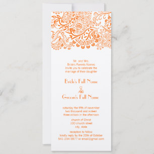 Faire-part de mariage d'oiseaux d'amour orange