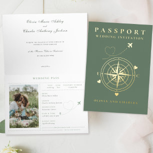 Faire-part de mariage d'or de destination Passport