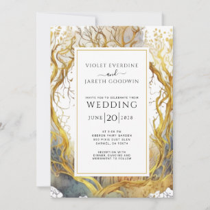 Faire-part de mariage d'or Enchanted Forest Portal