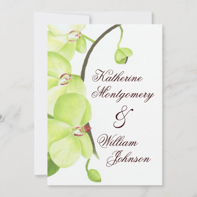 faire-part de mariage d'orchidées vertes (Devant)